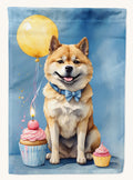 Hand-illustrated Akita Happy Birthday House Flag