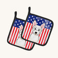 Hand-illustrated American Flag and Westie Pot Holders, Set of 2