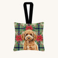 Hand-illustrated Apricot Poodle Christmas Poinsettias Fabric Ornament