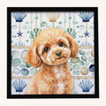 Hand-illustrated Apricot Poodle Coastal Sea Glass Metal Print
