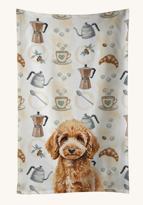 Hand-illustrated Apricot Poodle Coffee Bar Kitchen Towel