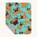 Hand-illustrated Apricot Pug Quilted Blanket