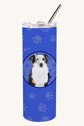 Hand-illustrated Australian Shepherd Blue Merle Stainless Steel Tumbler