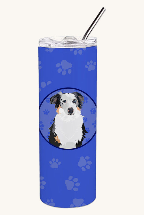Hand-illustrated Australian Shepherd Blue Merle Stainless Steel Tumbler