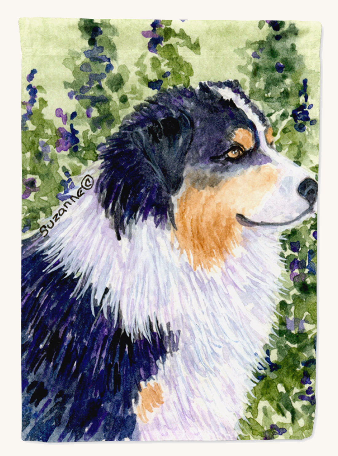 Hand-illustrated Australian Shepherd Canvas House Flag
