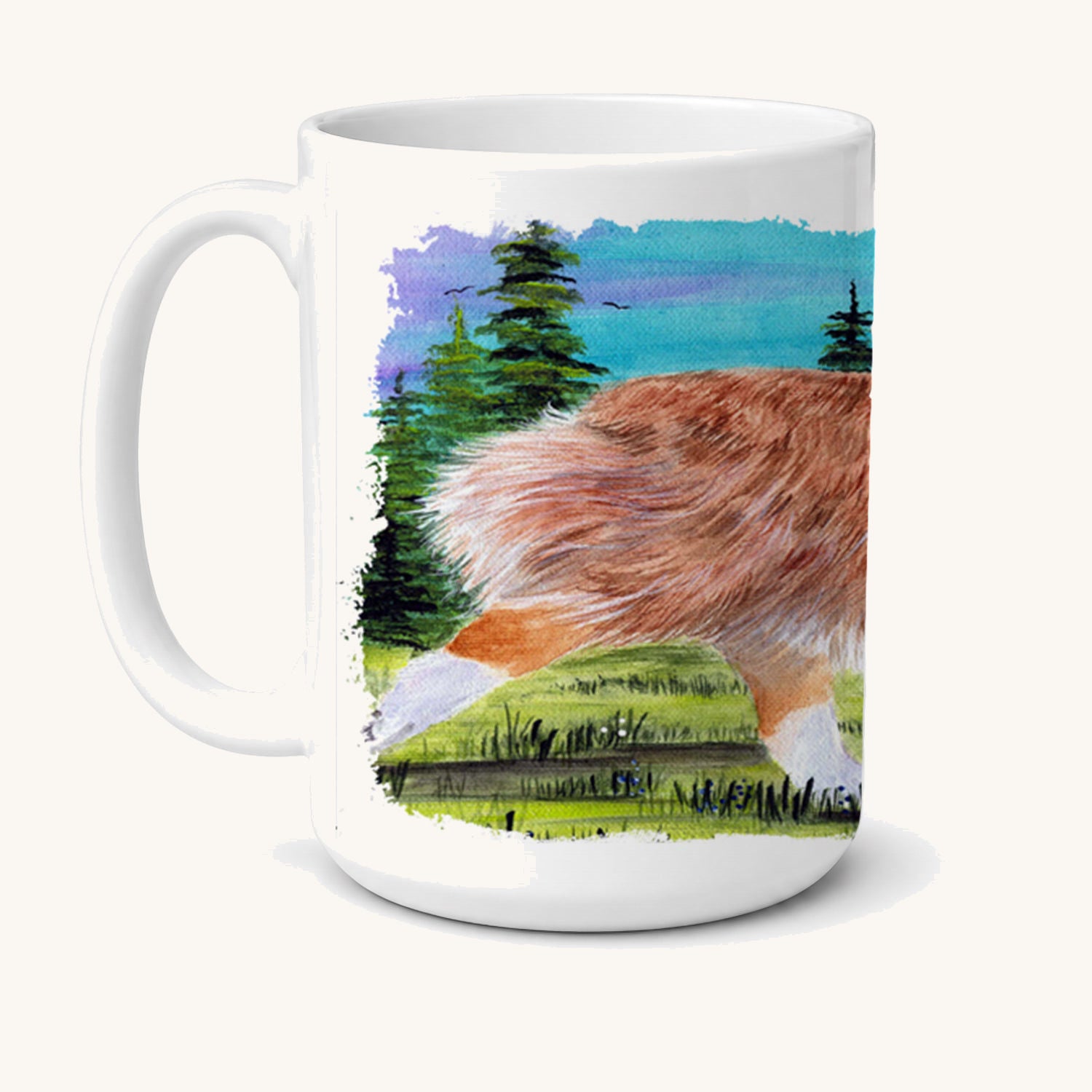 Hand-illustrated Australian Shepherd Ceramic Coffee Mug