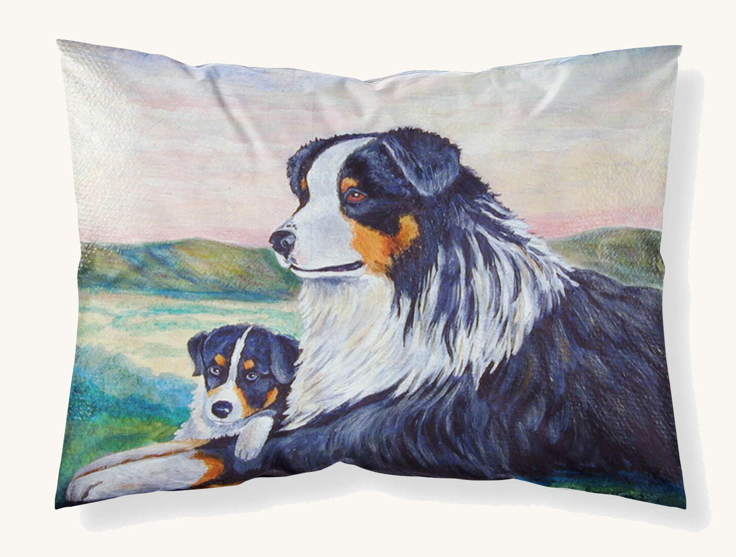 Hand-illustrated Australian Shepherd Standard Pillowcase