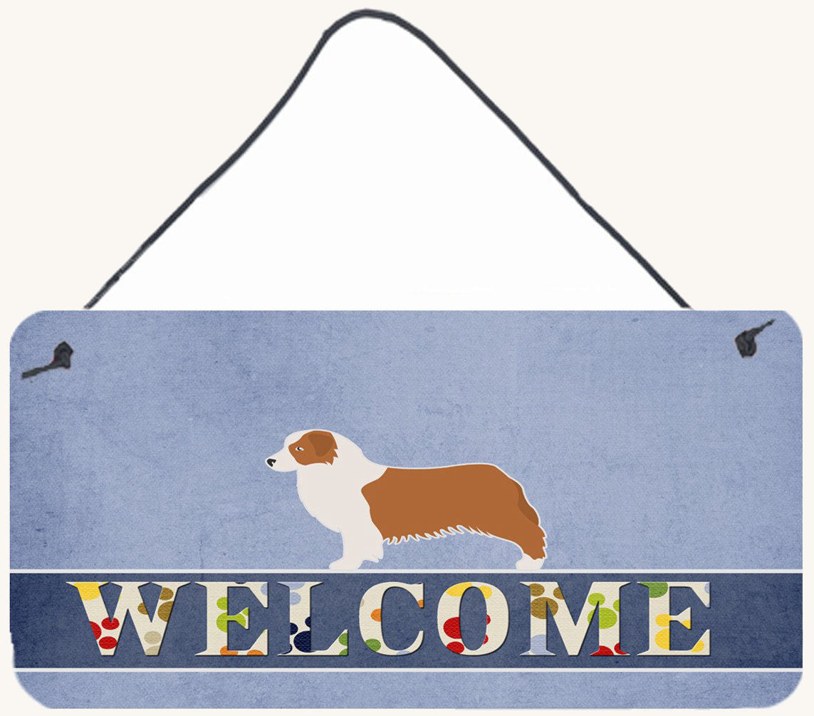 Hand-illustrated Australian Shepherd Welcome Aluminum Sign