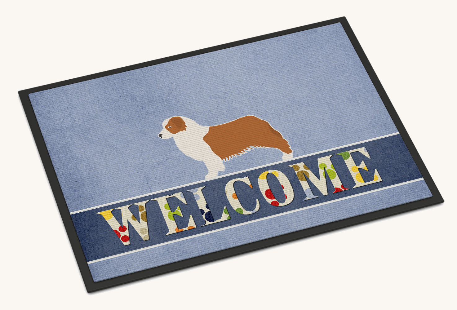 Hand-illustrated Australian Shepherd Welcome Doormat
