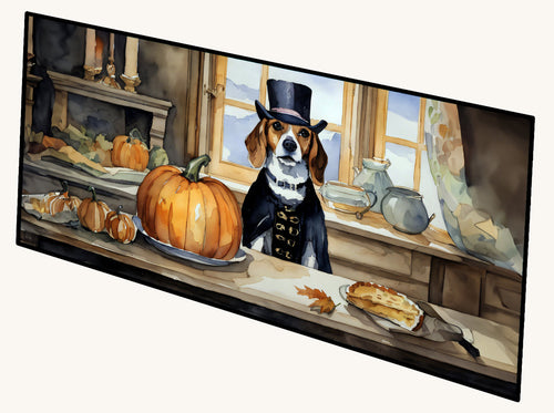Hand-illustrated Beagle Fall Kitchen Pumpkins Runner Mat