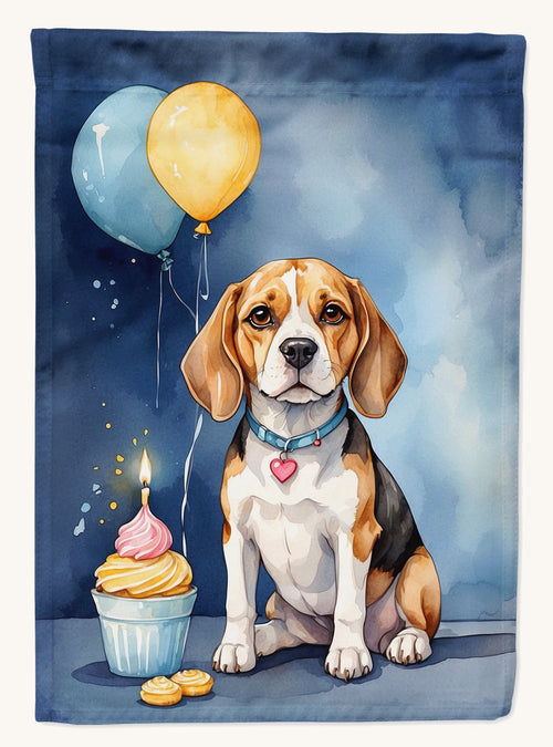 Hand-illustrated Beagle Happy Birthday House Flag