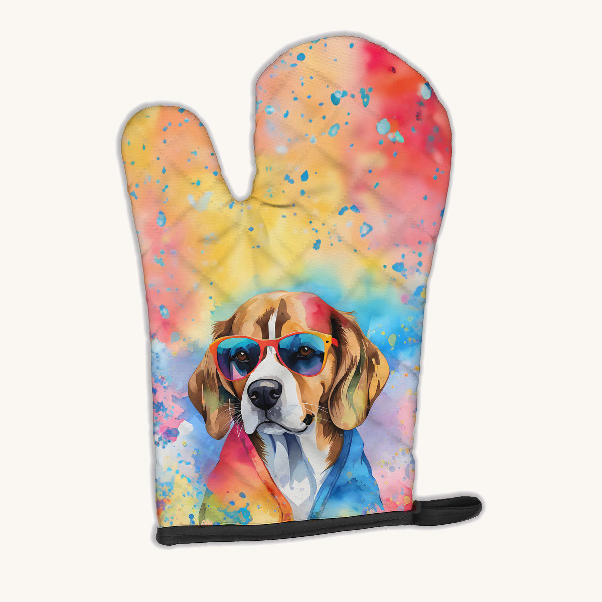 Hand-illustrated Beagle Hippie Dawg Oven Mitt