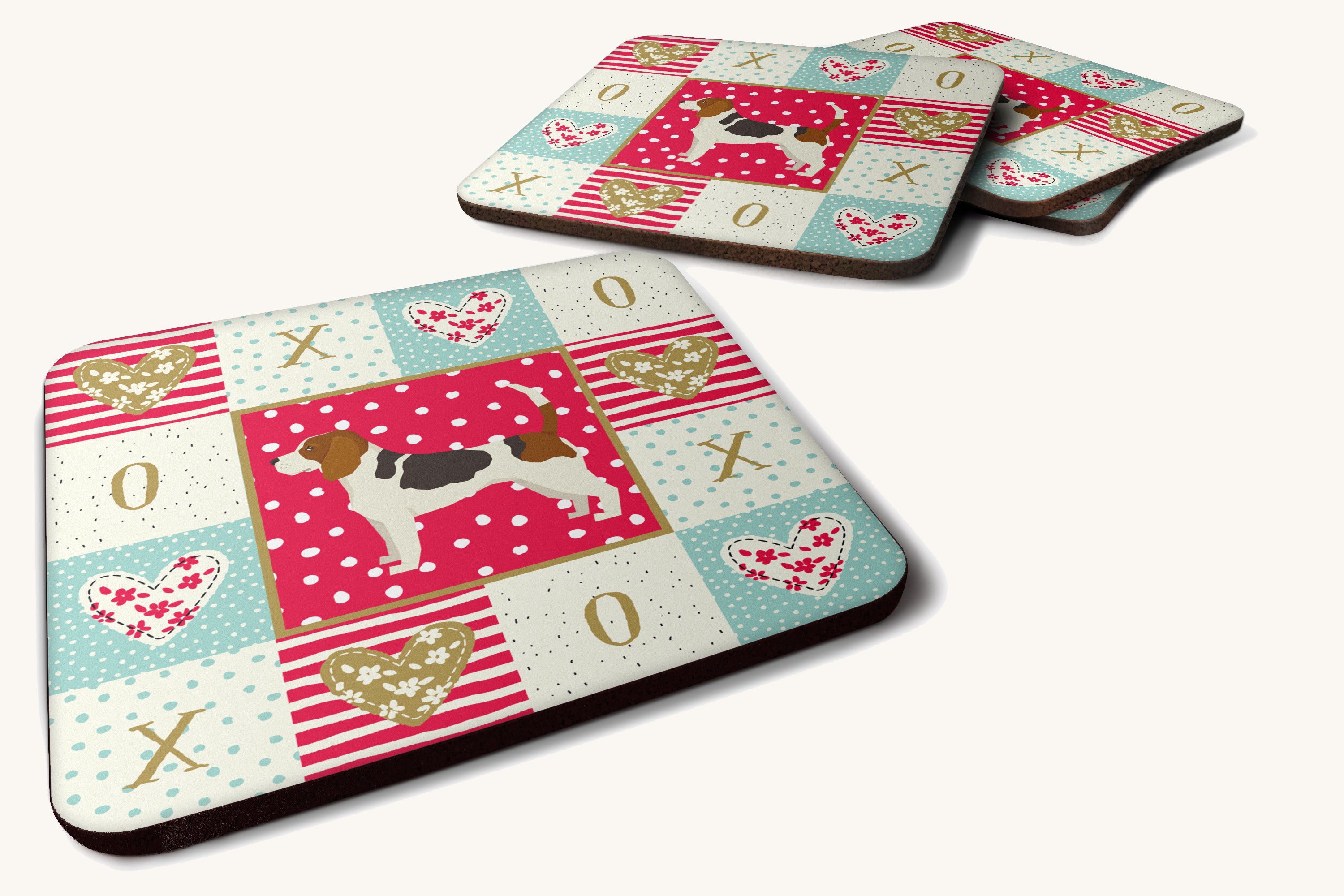Hand-illustrated Beagle Love Foam Coaster Set