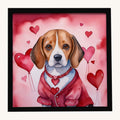 Hand-illustrated Beagle My Valentine Framed Metal Print
