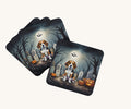 Hand-illustrated Beagle Spooky Halloween Foam Coaster Set