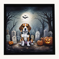 Hand-illustrated Beagle Spooky Halloween Framed Metal Print