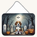 Hand-illustrated Beagle Spooky Halloween Hanging Metal Sign