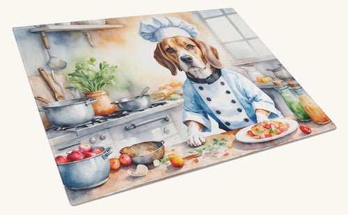 Hand-illustrated Beagle The Chef Glass Cutting Board
