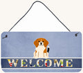Hand-illustrated Beagle Tricolor Welcome Hanging Metal Sign