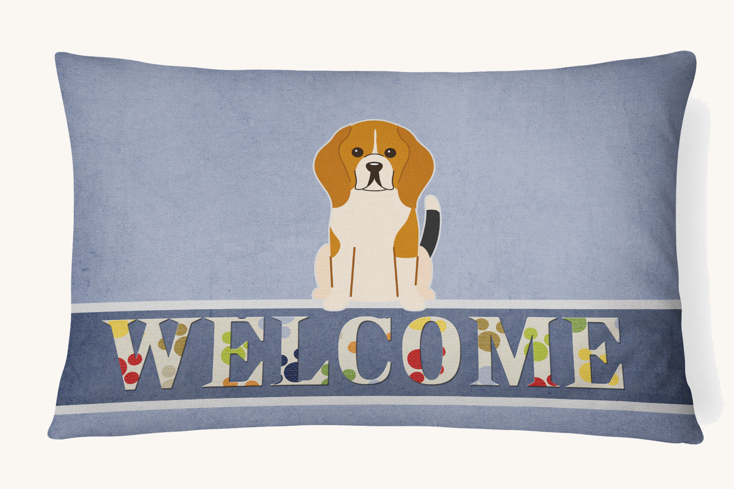 Hand-illustrated Beagle Tricolor Welcome Throw Pillow