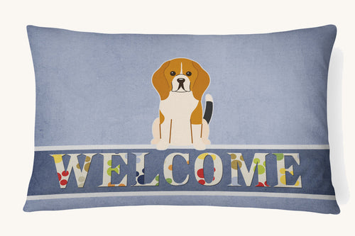 Hand-illustrated Beagle Tricolor Welcome Throw Pillow