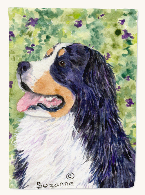 Hand-illustrated Bernese Mountain Dog Canvas House Flag