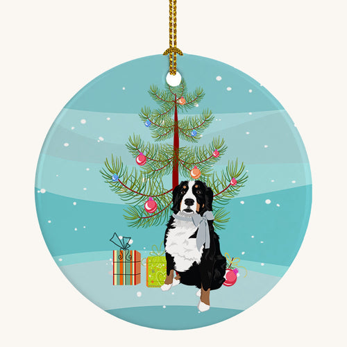 Hand-illustrated Bernese Mountain Dog Christmas Ceramic Ornament
