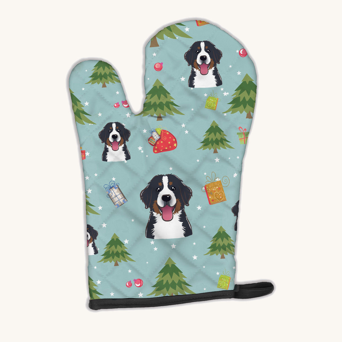 Hand-illustrated Bernese Mountain Dog Christmas Oven Mitt