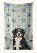Hand-illustrated Bernese Mountain Dog Coastal Sea Glass Kitchen Towel
