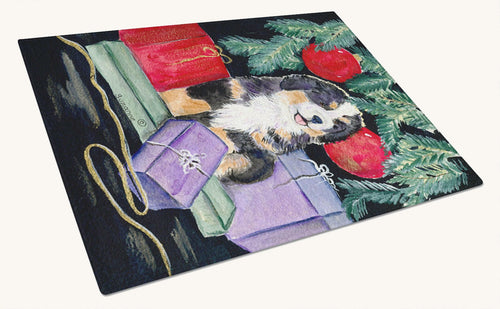 Hand-illustrated Bernese Mountain Dog Portrait Glass Cutting Board