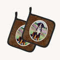 Hand-illustrated Bernese Mountain Dog Portrait Pot Holder Pair