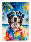 Hand-illustrated Bernese Mountain Dog Summer Beach House Flag