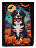 Hand-illustrated Bernese Mountain Dog Witchy Halloween Garden Flag