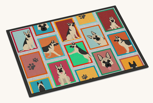 Hand-illustrated Black and Silver German Shepherd Doormat