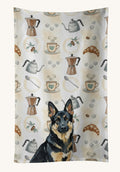 Hand-illustrated Black and Tan German Shepherd Coffee Bar Kitchen Towel