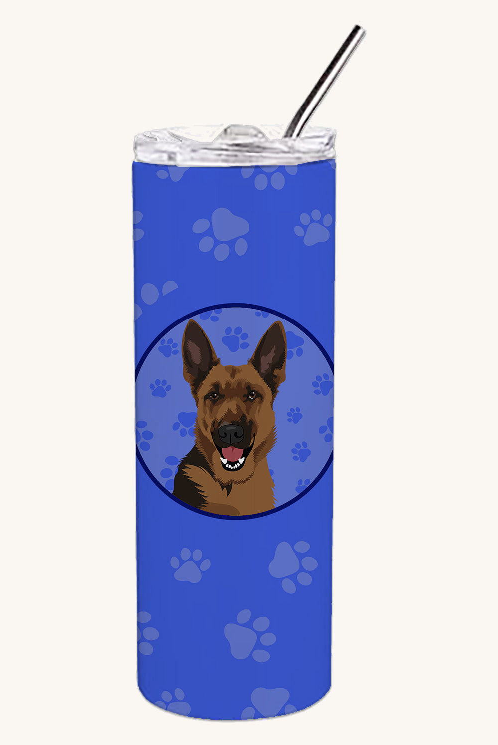 Hand-illustrated Black and Tan German Shepherd Stainless Steel Tumbler