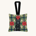 Hand-illustrated Black German Shepherd Christmas Poinsettias Ornament