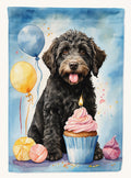 Hand-illustrated Black Labradoodle Happy Birthday Garden Flag