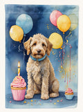 Hand-illustrated Black Labradoodle Happy Birthday House Flag
