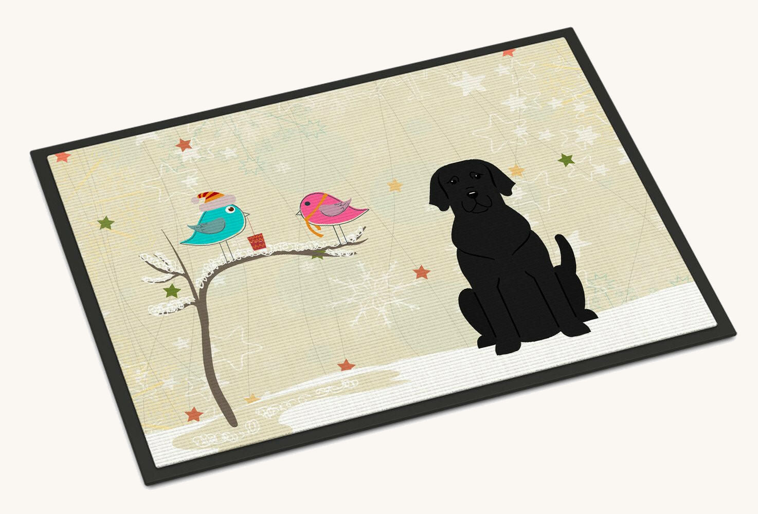 Hand-illustrated Black Labrador Between Friends Doormat