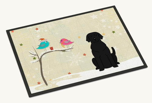 Hand-illustrated Black Labrador Between Friends Doormat
