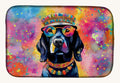 Hand-illustrated Black Labrador Hippie Dawg Dish Drying Mat