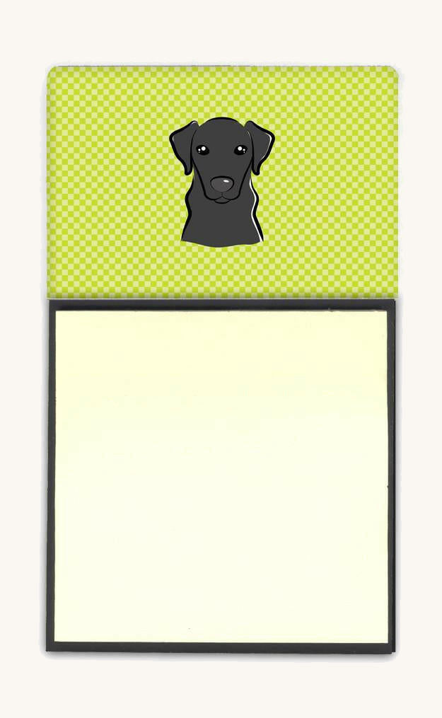 Hand-illustrated Black Labrador Lime Checkerboard Sticky Note Holder