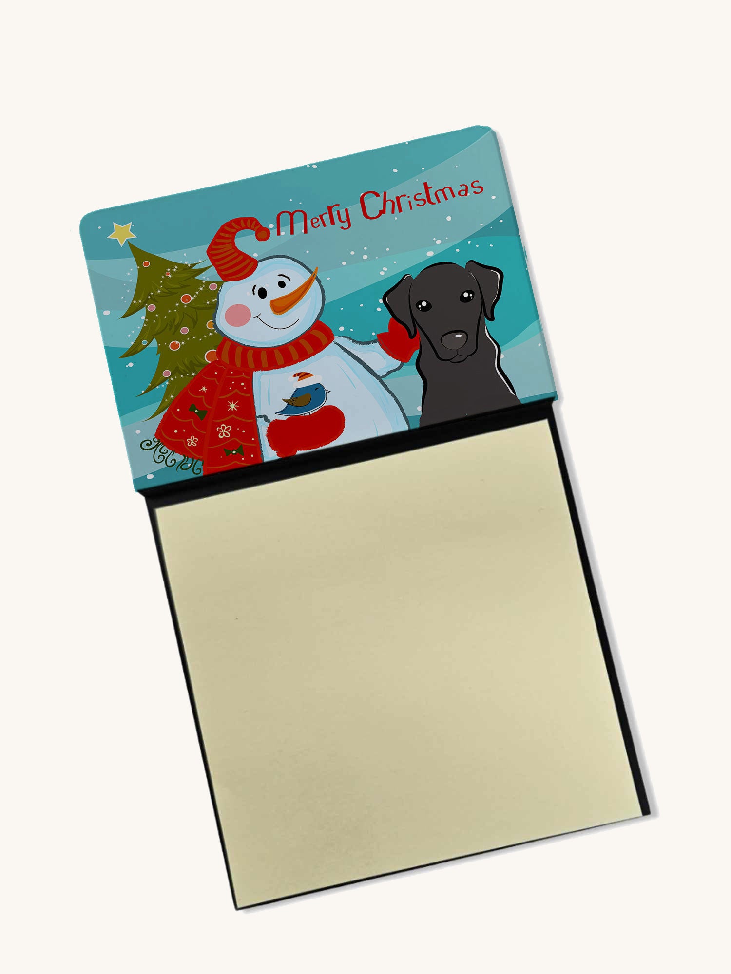 Hand-illustrated Black Labrador Snowman Sticky Note Holder