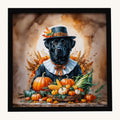 Hand-illustrated Black Labrador Thanksgiving Framed Metal Print
