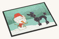Hand-illustrated Black Poodle Snowman Christmas Doormat