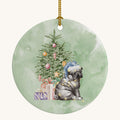 Hand-illustrated Black Pug Puppy and Tree Ceramic Ornament