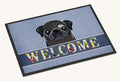 Hand-illustrated Black Pug Welcome Doormat