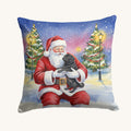 Hand-illustrated Black Pug with Santa Claus Throw Pillow