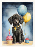 Hand-illustrated Black Toy Poodle Happy Birthday House Flag